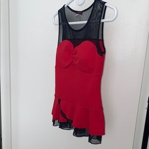 Red and Black Sleeveless Top